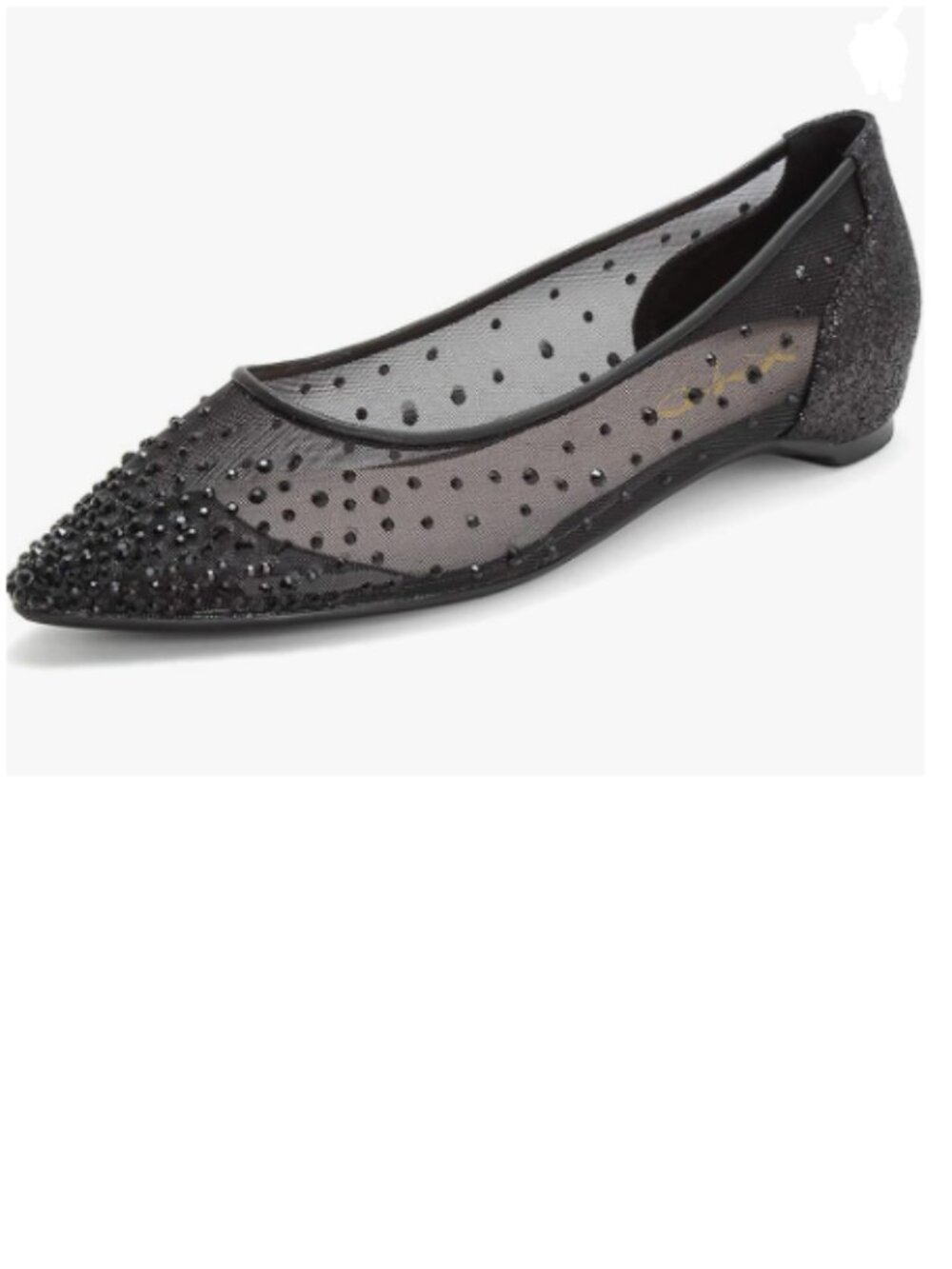 XYD Black Glitter Rhinestones Studded Mesh Rivets Hidden Heels Slip On Shoe